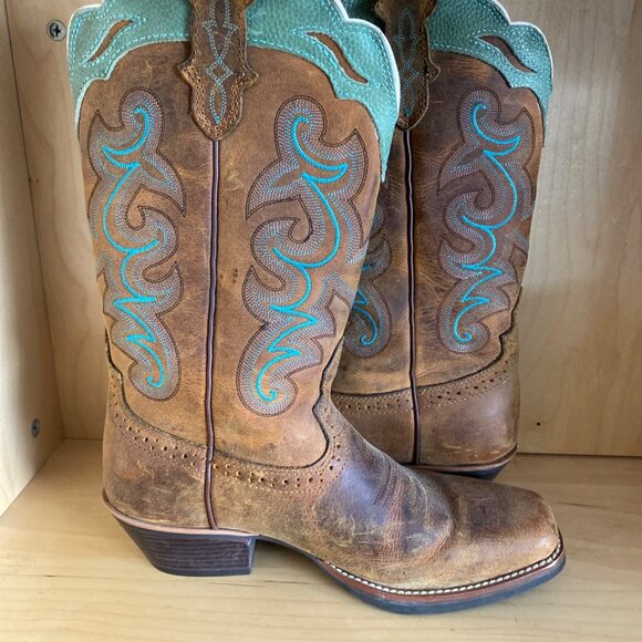 Justin Women’s “Sevana” Western Boots SVL7311 Tan & Turquoise – Size 9.5B VGUC - Picture 13 of 13